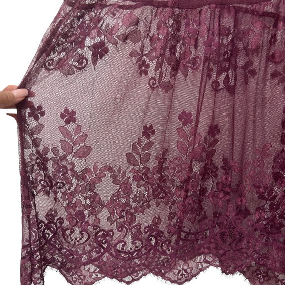 Torrid Chart SZ 6  Womens Sheer Burgundy Floral Lace Tunic Top/Beach Coverup - Picture 15 of 15